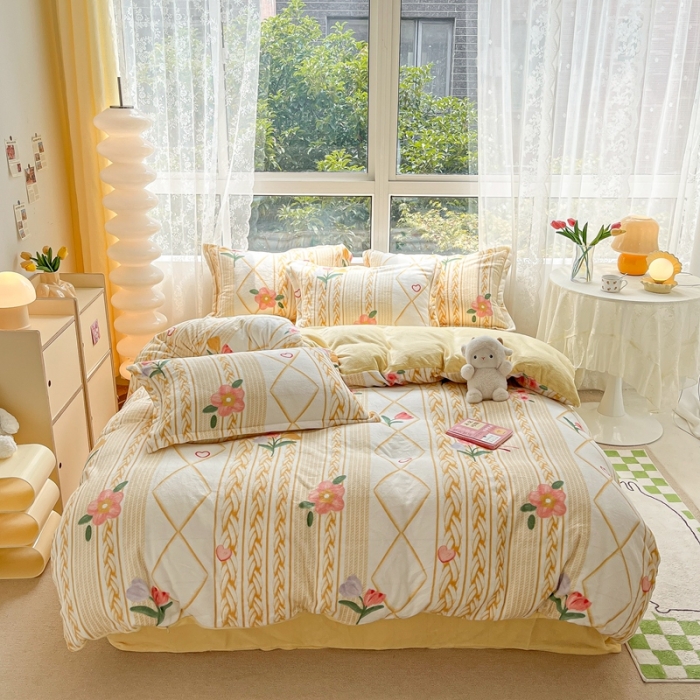 91家纺网 家纺一手货源 找家纺 2022慕尚高克重田园风牛奶绒系列单被套 静谧