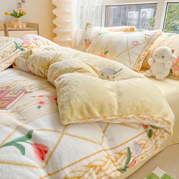 91家纺网 家纺一手货源 找家纺 2022慕尚高克重田园风牛奶绒系列单被套 静谧