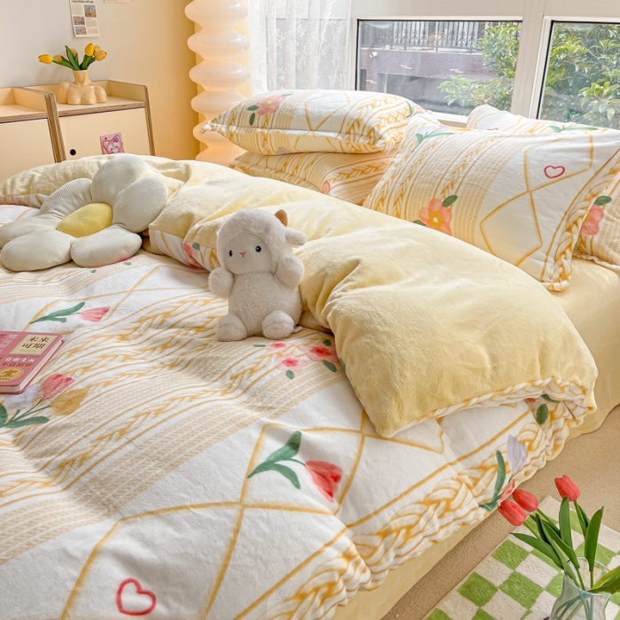 91家纺网 家纺一手货源 找家纺 2022慕尚高克重田园风牛奶绒系列单被套 静谧