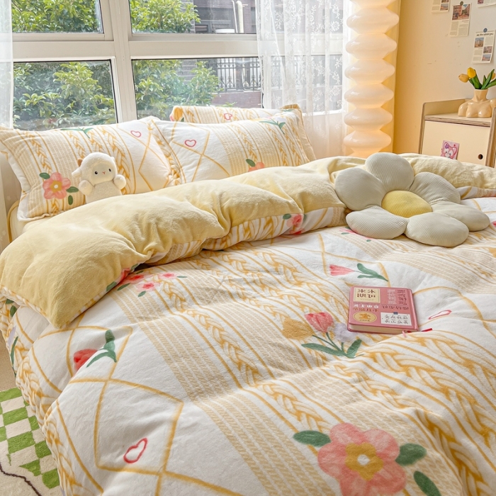 91家纺网 家纺一手货源 找家纺 2022慕尚高克重田园风牛奶绒系列单被套 静谧