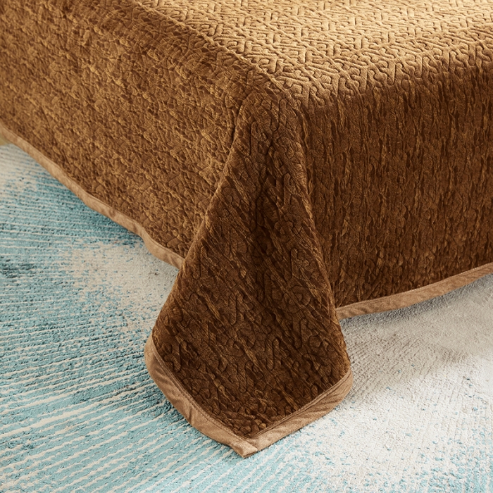 91家纺网 家纺一手货源 找家纺 佳梦家纺2022新款脏脏色织牛奶绒盖毯 脏脏-深咖