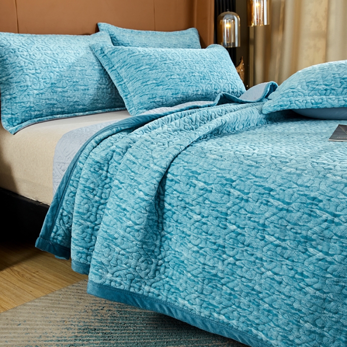 91家纺网 家纺一手货源 找家纺 佳梦家纺2022新款脏脏色织牛奶绒盖毯 脏脏-中蓝