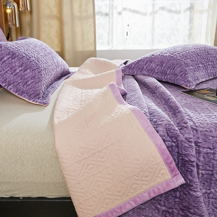 91家纺网 家纺一手货源 找家纺 佳梦家纺2022新款脏脏色织牛奶绒盖毯 脏脏-紫罗兰