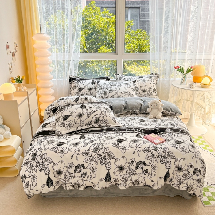 91家纺网 家纺一手货源 找家纺 2022慕尚高克重田园风牛奶绒系列单被套 丽莎