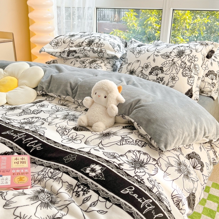 91家纺网 家纺一手货源 找家纺 2022慕尚高克重田园风牛奶绒系列单被套 丽莎