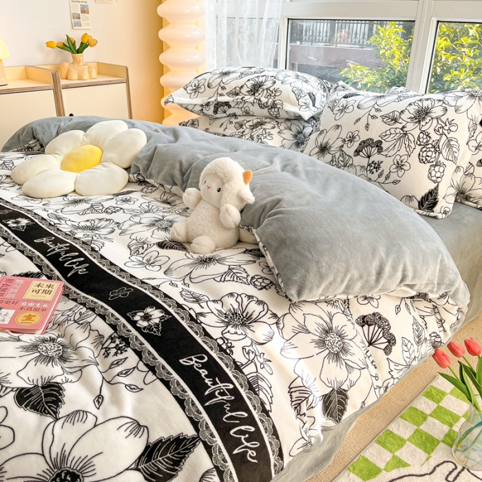 91家纺网 家纺一手货源 找家纺 2022慕尚高克重田园风牛奶绒系列单被套 丽莎