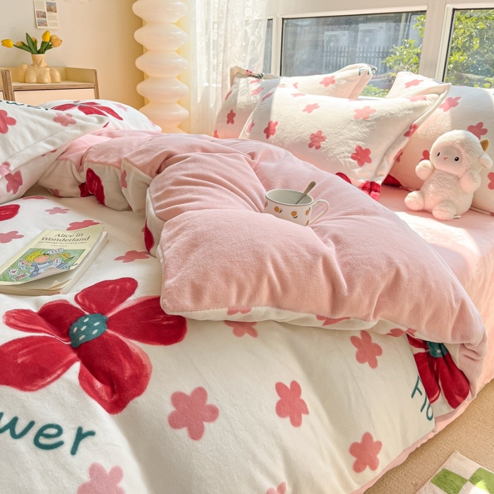 91家纺网 家纺一手货源 找家纺 2022慕尚高克重田园风牛奶绒系列单被套 牵牛花