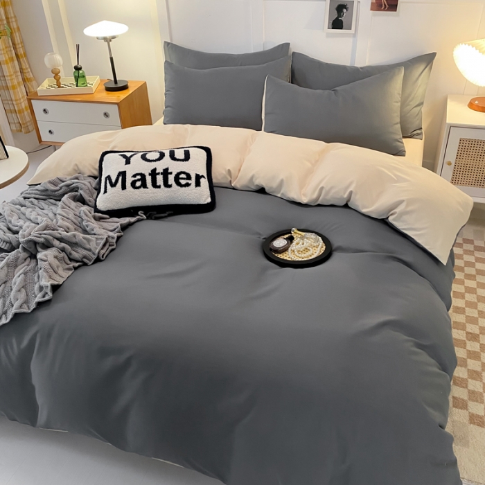 91家纺网 家纺一手货源 找家纺 （总）米瑞娜2022新款纯色磨毛双拼四件套