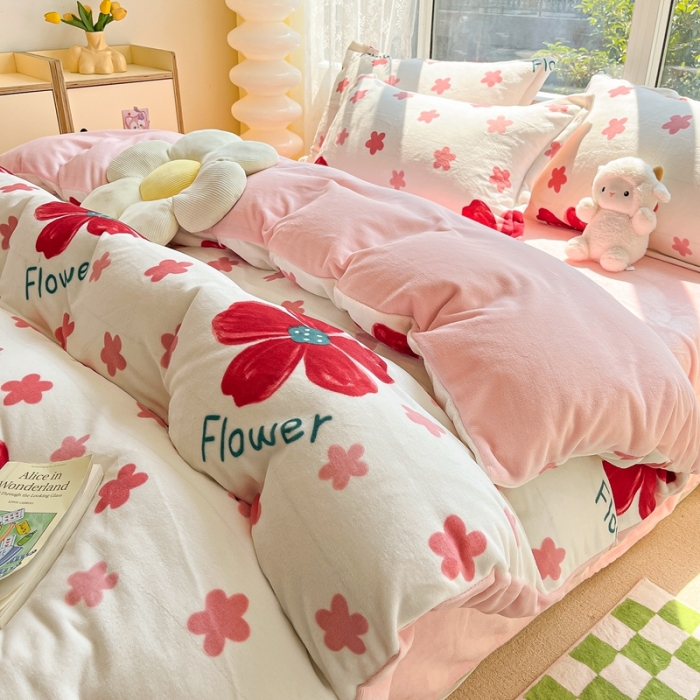 91家纺网 家纺一手货源 找家纺 2022慕尚高克重田园风牛奶绒系列单被套 牵牛花