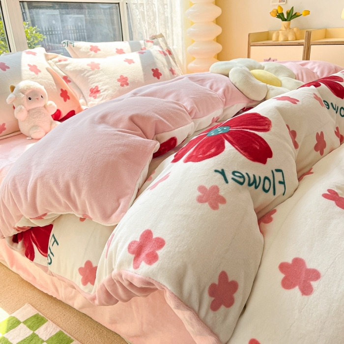 91家纺网 家纺一手货源 找家纺 2022慕尚高克重田园风牛奶绒系列单被套 牵牛花