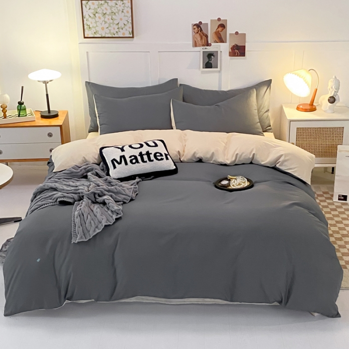 91家纺网 家纺一手货源 找家纺 （总）米瑞娜2022新款纯色磨毛双拼四件套