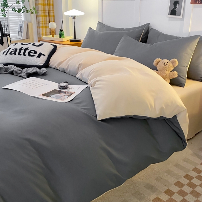 91家纺网 家纺一手货源 找家纺 （总）米瑞娜2022新款纯色磨毛双拼四件套