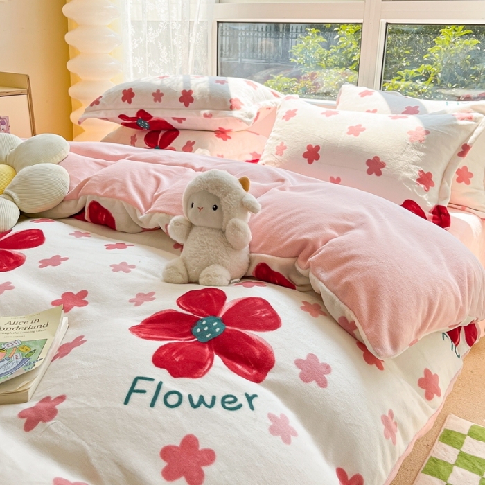 91家纺网 家纺一手货源 找家纺 2022慕尚高克重田园风牛奶绒系列单被套 牵牛花