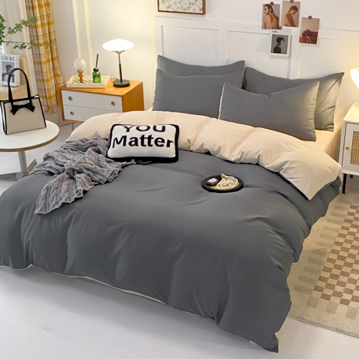 91家纺网 家纺一手货源 找家纺 （总）米瑞娜2022新款纯色磨毛双拼四件套