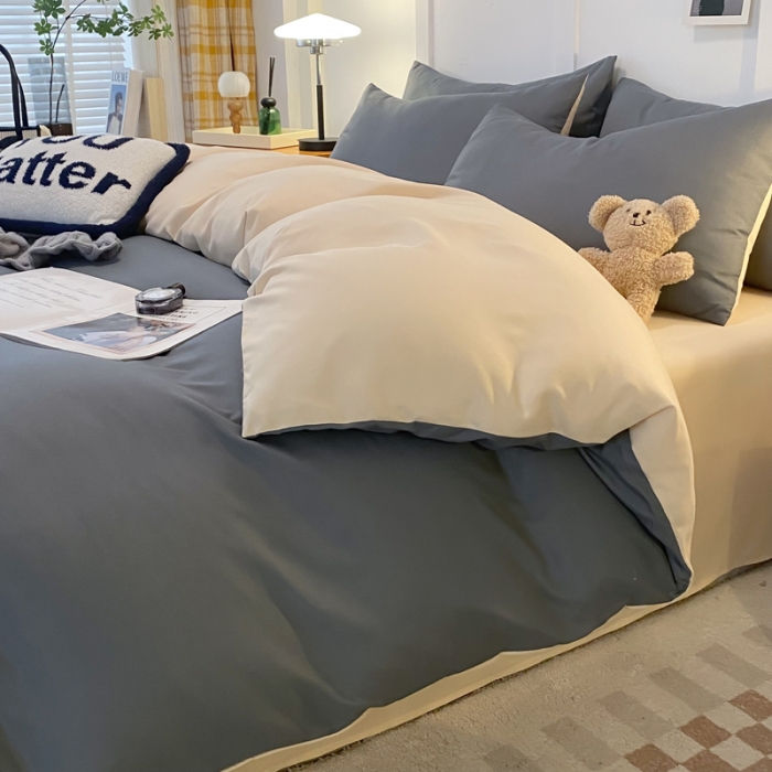 91家纺网 家纺一手货源 找家纺 （总）米瑞娜2022新款纯色磨毛双拼四件套