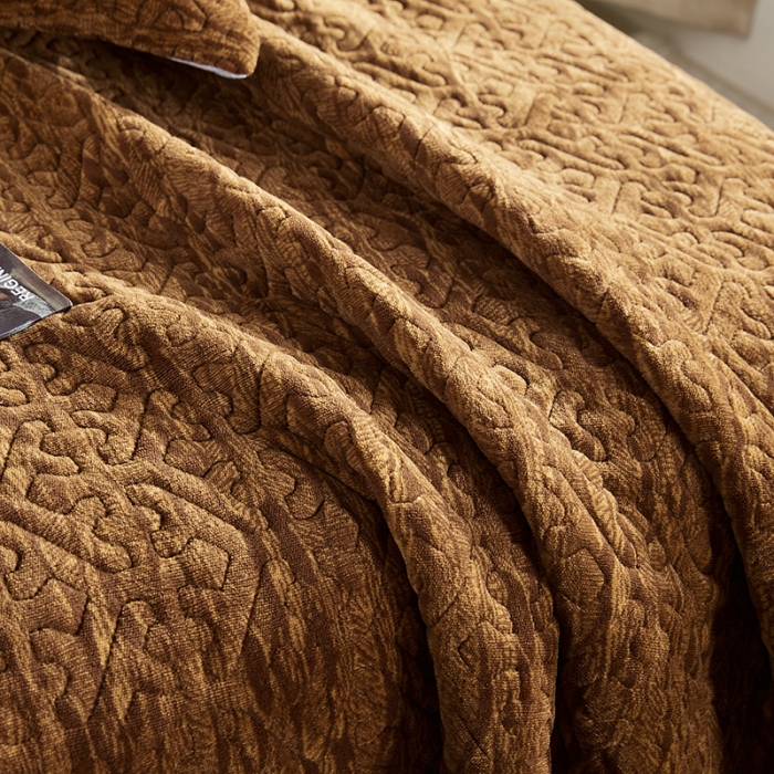 91家纺网 家纺一手货源 找家纺 佳梦家纺2022新款脏脏色织牛奶绒盖毯 脏脏-深咖