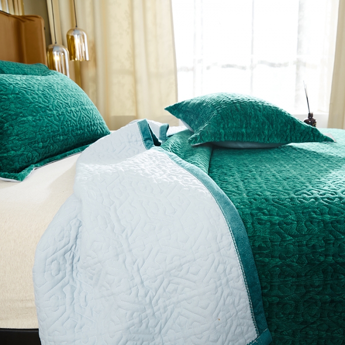 91家纺网 家纺一手货源 找家纺 佳梦家纺2022新款脏脏色织牛奶绒盖毯 脏脏-墨绿