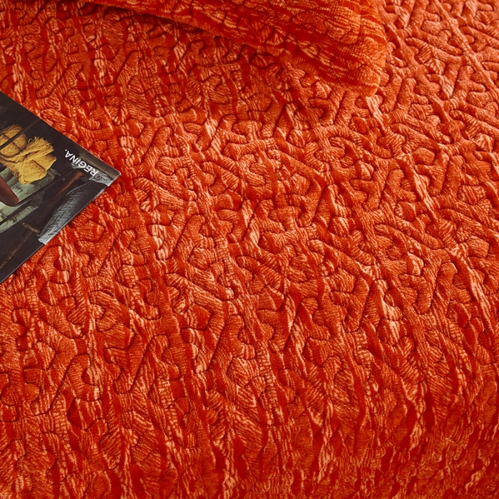 91家纺网 家纺一手货源 找家纺 佳梦家纺2022新款脏脏色织牛奶绒盖毯 脏脏-橘红