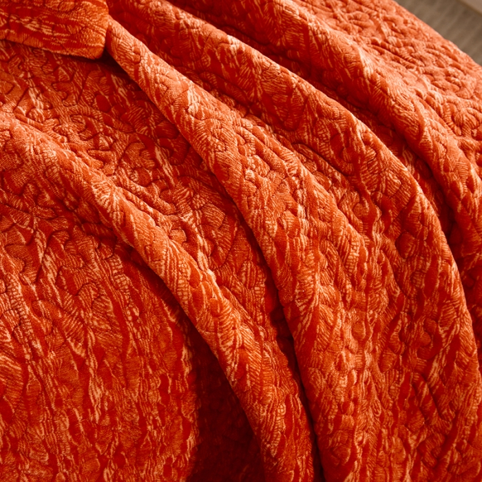 91家纺网 家纺一手货源 找家纺 佳梦家纺2022新款脏脏色织牛奶绒盖毯 脏脏-橘红