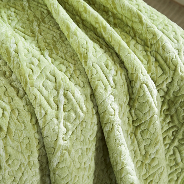 91家纺网 家纺一手货源 找家纺 佳梦家纺2022新款脏脏色织牛奶绒盖毯 脏脏-果绿