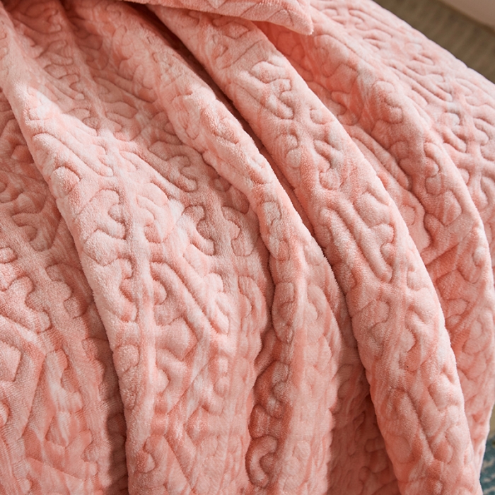 91家纺网 家纺一手货源 找家纺 佳梦家纺2022新款脏脏色织牛奶绒盖毯 脏脏-粉玉