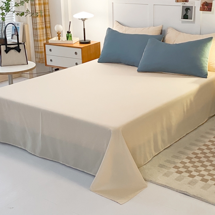 91家纺网 家纺一手货源 找家纺 米瑞娜2022新款纯色磨毛双拼四件套 海蓝拼奶茶