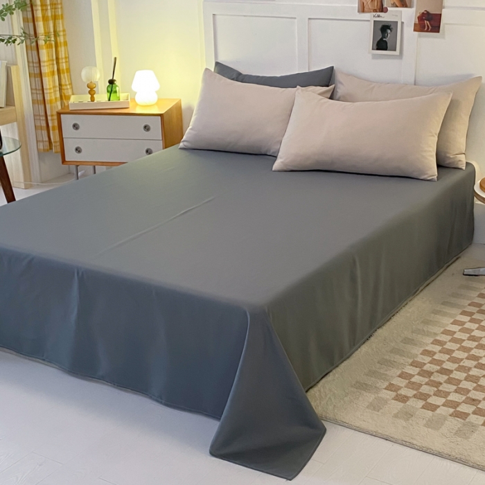 91家纺网 家纺一手货源 找家纺 米瑞娜2022新款纯色磨毛双拼四件套 米白灰