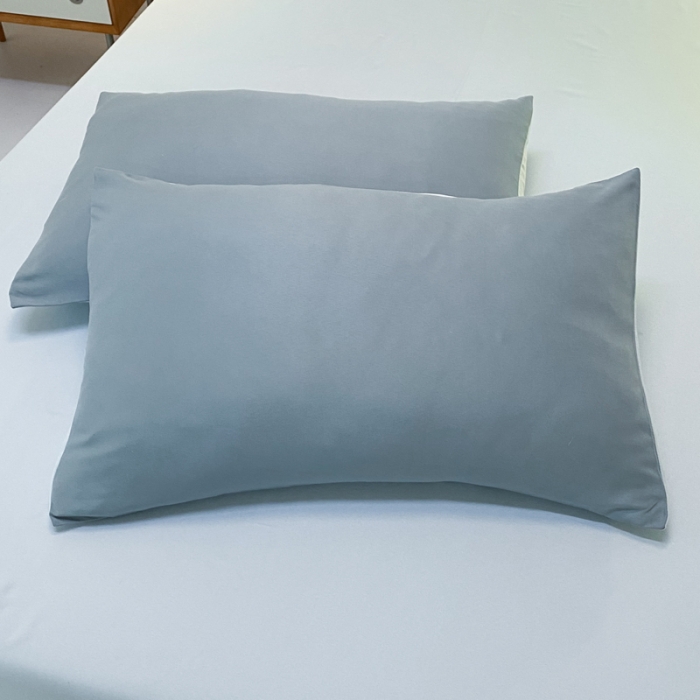 91家纺网 家纺一手货源 找家纺 米瑞娜2022新款纯色磨毛双拼四件套 月光雾蓝