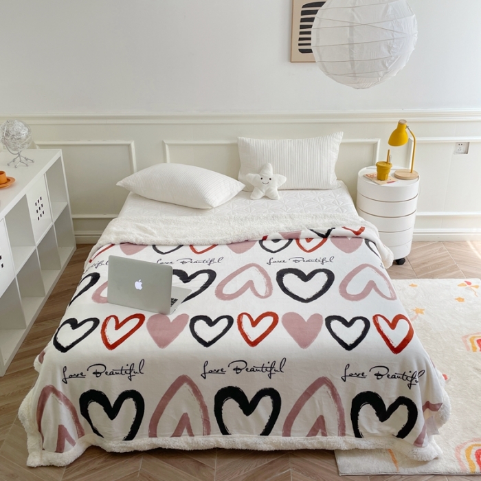 91家纺网 家纺一手货源 找家纺 （总）时年 2022新款牛奶绒拼羊羔绒毯