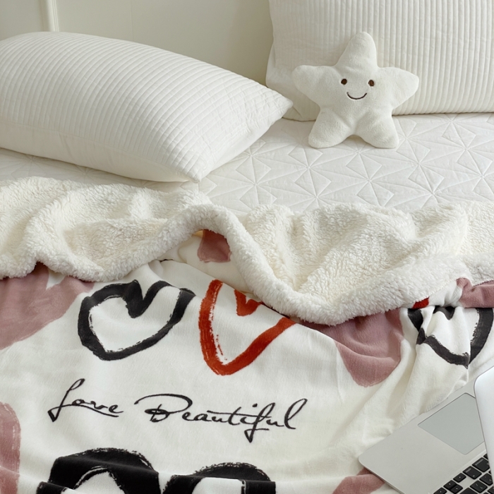 91家纺网 家纺一手货源 找家纺 （总）时年 2022新款牛奶绒拼羊羔绒毯