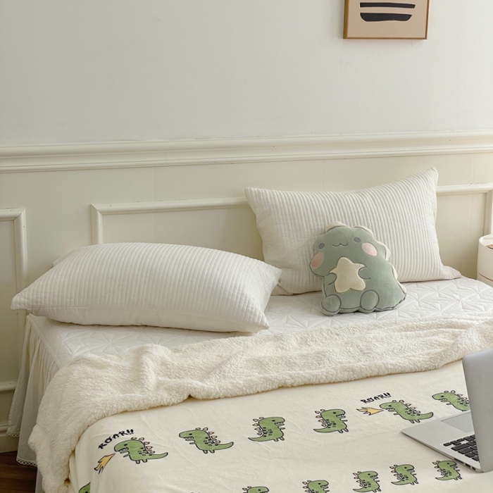 91家纺网 家纺一手货源 找家纺 时年 2022新款牛奶绒拼羊羔绒毯 小恐龙