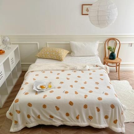 时年 2022新款牛奶绒拼羊羔绒毯 小南瓜