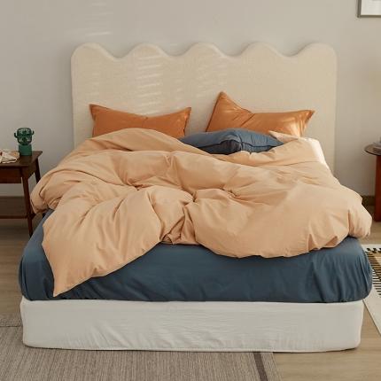 91家纺网 家纺一手货源 找家纺 新款磨毛撞色系列四件套 菲玉-江户茶