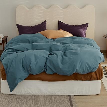 91家纺网 家纺一手货源 找家纺 新款磨毛撞色系列四件套 湛蓝-深紫