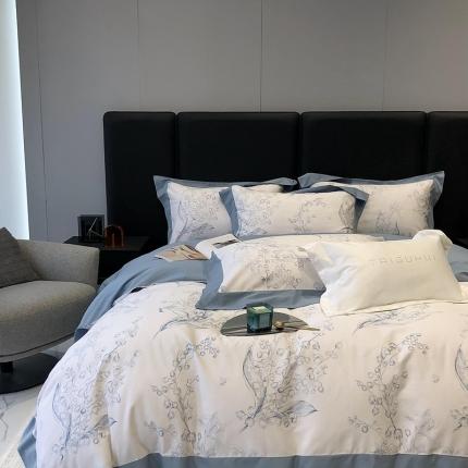 太古汇 2022新款火山小磨毛数码印花四件套 花漾-蓝