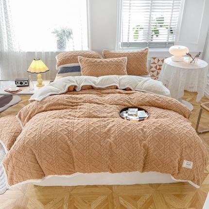新月家纺 2022新款塔芙绒多功能被套毯 焦糖