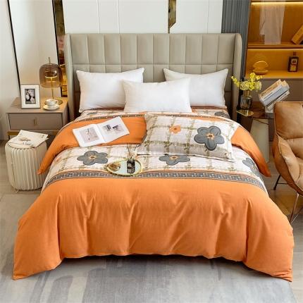 91家纺网 家纺一手货源 找家纺 凯磊家纺 2022新款.磨毛系列--单被套淡雅如心桔