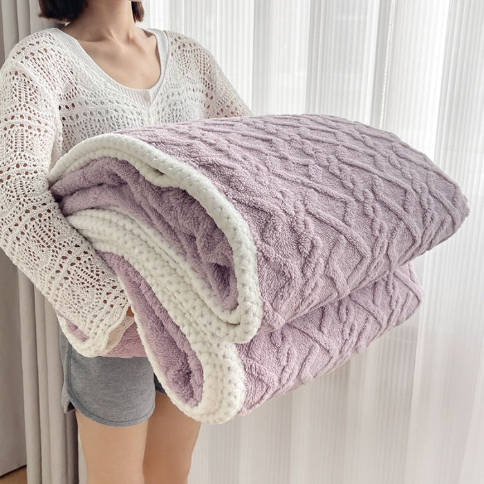 91家纺网 家纺一手货源 找家纺 新月家纺 2022新款塔芙绒多功能被套毯 芋紫