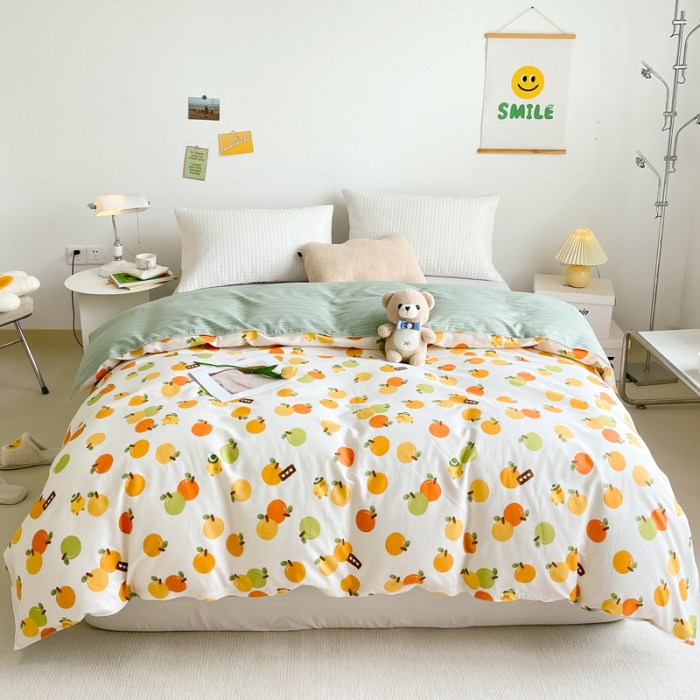 91家纺网 家纺一手货源 找家纺 绵庭 2022年秋冬全棉12868单品被套 果粒橙