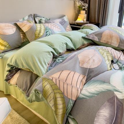 91家纺网 家纺一手货源 找家纺 总印季家纺 2023新款全棉磨毛混纺简约款四件套