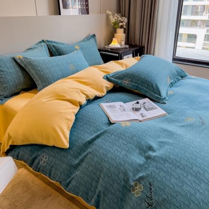 91家纺网 家纺一手货源 找家纺 总印季家纺 2023新款全棉磨毛混纺简约款四件套