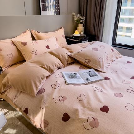 91家纺网 家纺一手货源 找家纺 总印季家纺 2023新款全棉磨毛混纺简约款四件套