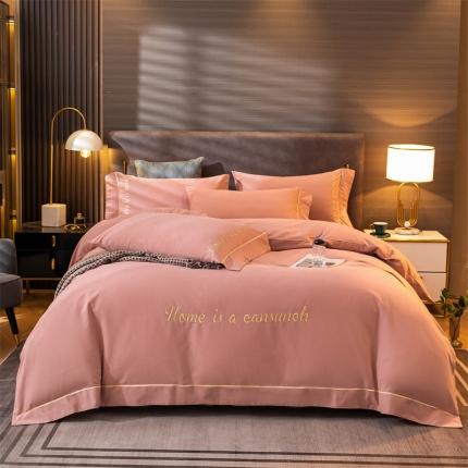 91家纺网 家纺一手货源 找家纺 蓝米卡夫 2024新款全棉加厚磨毛刺绣套件系列 玛莎红