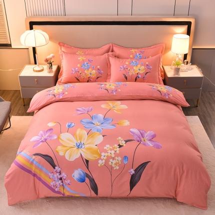 91家纺网 家纺一手货源 找家纺 （总）润淳 2025新款全棉磨毛四件套大版花纯棉加厚直播