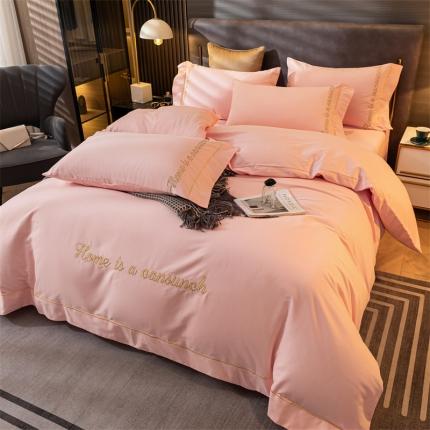 蓝米卡夫 2024新款全棉加厚磨毛刺绣套件系列 时代粉