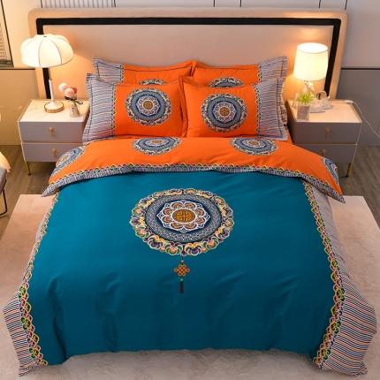 91家纺网 家纺一手货源 找家纺 （总）润淳 2025新款全棉磨毛四件套大版花纯棉加厚直播