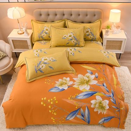 91家纺网 家纺一手货源 找家纺 （总）润淳 2025新款全棉磨毛四件套大版花纯棉加厚直播