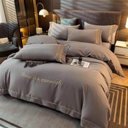 蓝米卡夫 2024新款全棉加厚磨毛刺绣套件系列 英伦灰