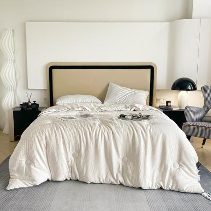 91家纺网 家纺一手货源 找家纺 匠心 2022新款60s提花珍妮大豆被子被芯 白色