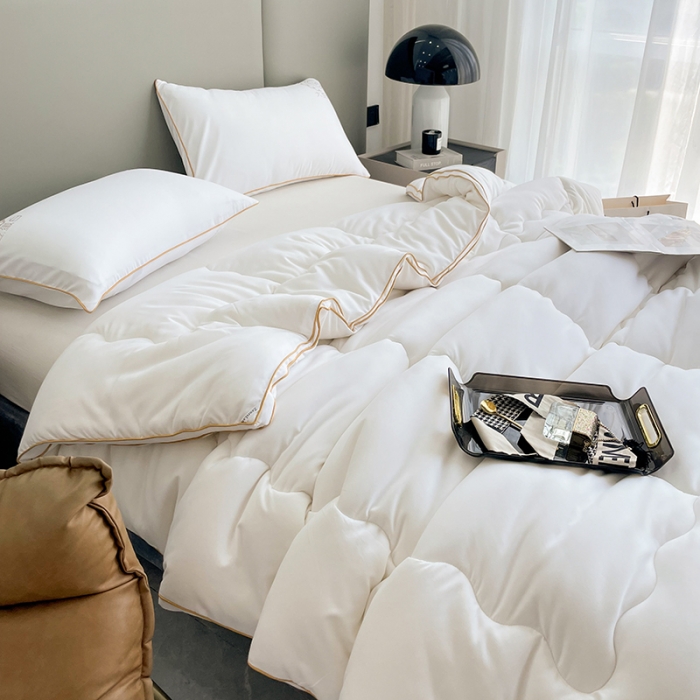 91家纺网 家纺一手货源 找家纺 匠心 2022新款超柔磨毛立体暖绒大豆冬被被子被芯 冬被白色